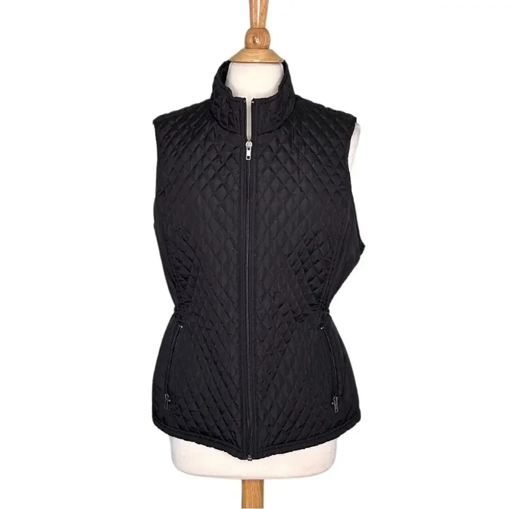 Relativity Lightweight Quilted Puffer Vest Zip Up Adjustable Zipper Pocket